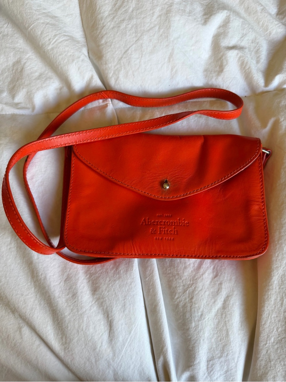 Abercrombie & Fitch Orange Leather purse Envelope Crossbody